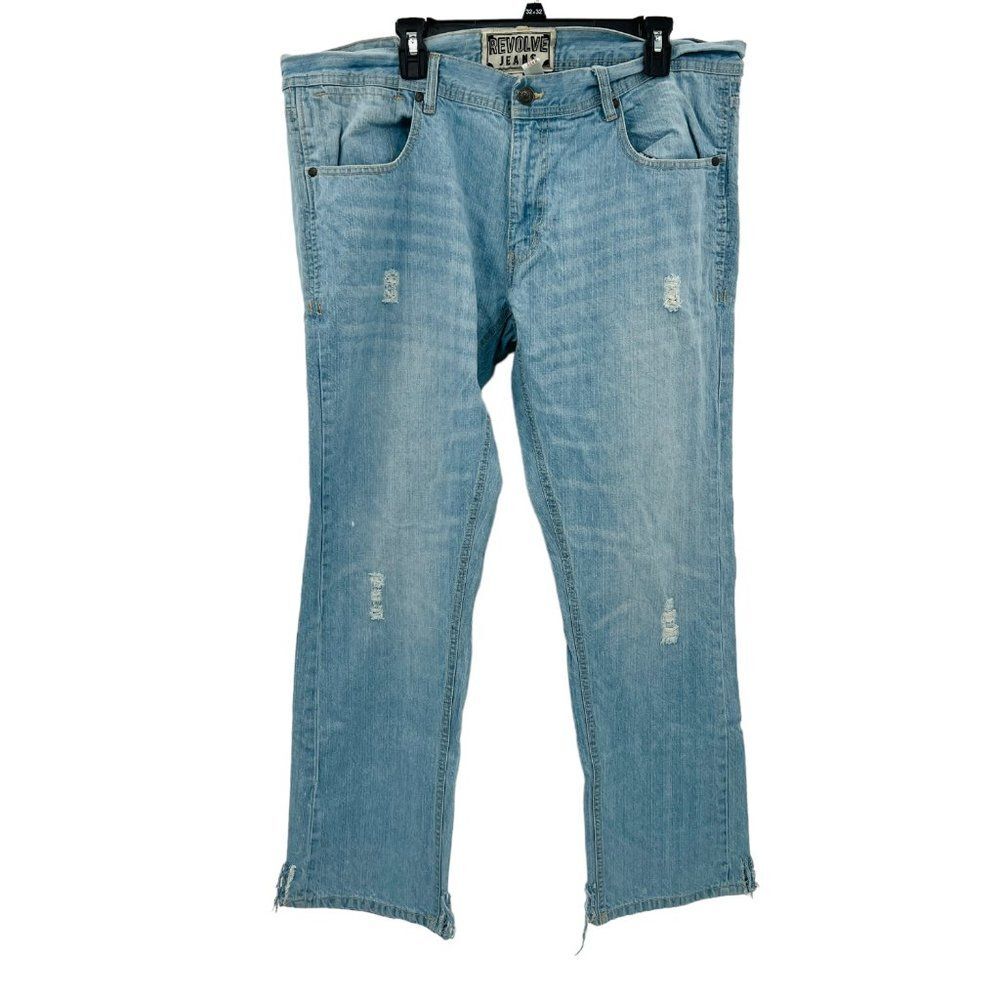Mens Revolve Distressed Light Wash Jeans Size 40 X 32 - Picture 2 of 16